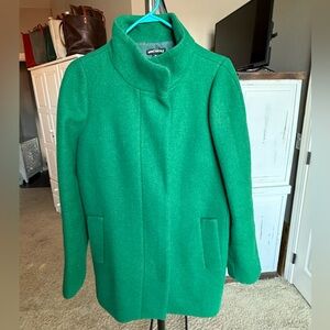 Jcrew Women's Emerald Green Wool Walking Coat (Size 10)